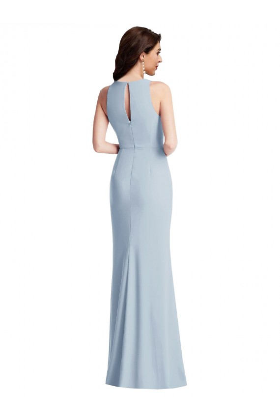 Stretch Crepe Halter Neck Trumpet Light Sky Blue Formal Dress / Bridesmaid Dress Manchester