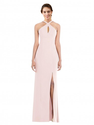 Stretch Crepe Halter Neck Low Back Trumpet Pink Formal Evening Gown / Prom Dress / Bridesmaid Dress Manchester