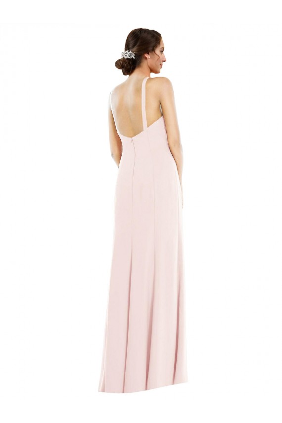 Stretch Crepe Halter Neck Low Back Trumpet Pink Formal Evening Gown / Prom Dress / Bridesmaid Dress Manchester