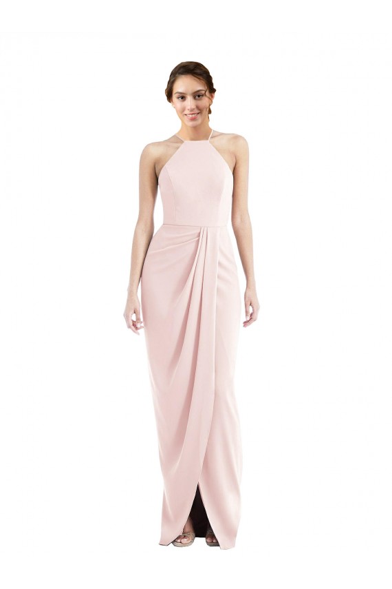 Stretch Crepe Halter Neck Trumpet Pink Semi Formal Evening Dress / Prom Dress / Bridesmaid Dress Manchester