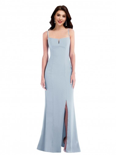 Stretch Crepe Spaghetti Straps Trumpet Light Sky Blue Formal Evening Gown / Prom Dress / Bridesmaid Dress Manchester