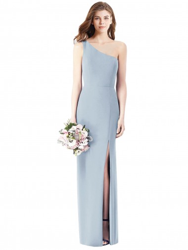 Stretch Crepe One Shoulder Trumpet Light Sky Blue Semi Formal Evening Dress / Prom Dress / Bridesmaid Dress Manchester