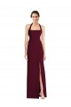 Stretch Crepe Halter Neck Open Back Trumpet Burgundy Gold Semi Formal Evening Dress / Prom Dress / Bridesmaid Dress Manchester