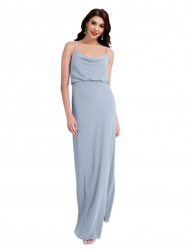 Stretch Crepe Cowl Neck V-Back Sheath Smoke Blue Formal Evening Gown / Prom Dress / Bridesmaid Dress Manchester