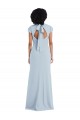 Stretch Crepe Jewel Neck Keyhole Back Trumpet Light Sky Blue Semi Formal Evening Dress / Bridesmaid Dress Manchester