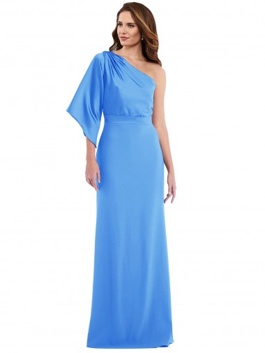 Stretch Crepe One Shoulder Trumpet Peacock Blue Semi Formal Evening Dress / Prom Dress / Bridesmaid Dress Manchester