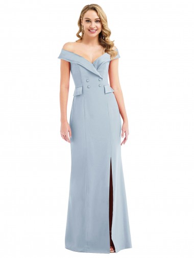 Stretch Crepe Off the Shoulder Trumpet Light Sky Blue Semi Formal Evening Dress / Prom Dress / Bridesmaid Dress Manchester