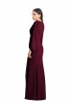 Stretch Crepe V-Neck Trumpet Burgundy Gold Semi Formal Evening Dress / Prom Dress / Bridesmaid Dress Manchester