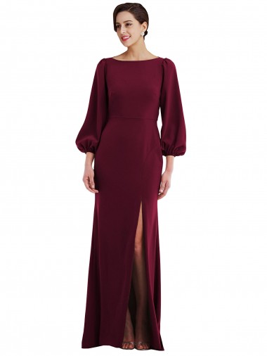 Stretch Crepe Bateau Neck Open Back Trumpet Burgundy Gold Formal Evening Gown / Prom Dress / Bridesmaid Dress Manchester