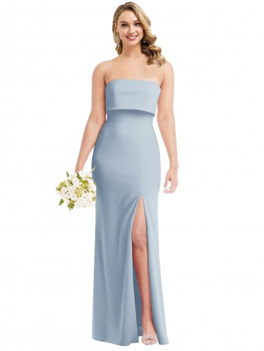 Stretch Crepe Strapless Low Back Trumpet Light Sky Blue Semi Formal Evening Dress / Prom Dress / Bridesmaid Dress Manchester