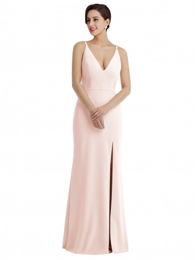 Stretch Crepe V-Neck V-Back Trumpet Pink Formal Evening Gown / Prom Dress / Bridesmaid Dress Manchester
