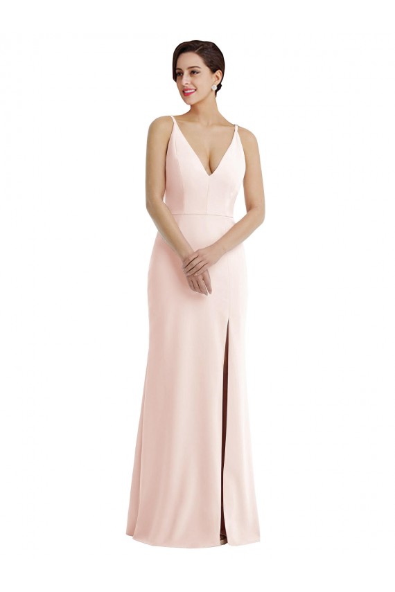 Stretch Crepe V-Neck V-Back Trumpet Pink Formal Evening Gown / Prom Dress / Bridesmaid Dress Manchester