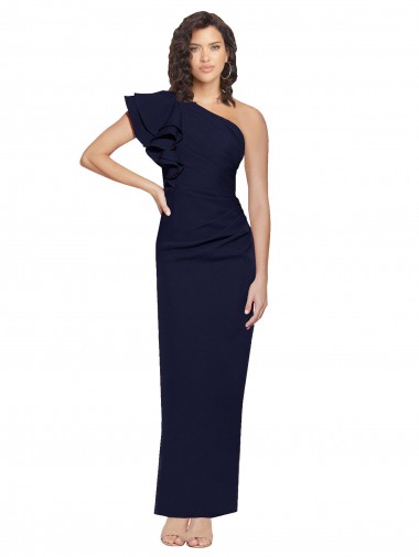 Stretch Crepe One Shoulder Sheath Dark Navy Formal Evening Gown / Prom Dress / Bridesmaid Dress Manchester