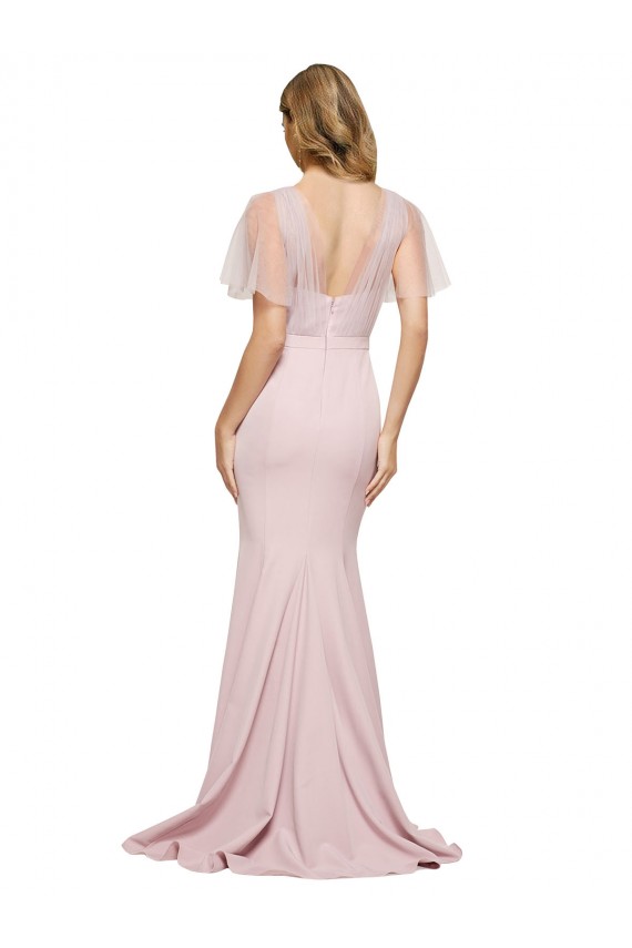 Stretch Crepe & Tulle Sweetheart V-Back Sheath Mauve Formal Evening Gown / Prom Dress / Bridesmaid Dress Manchester