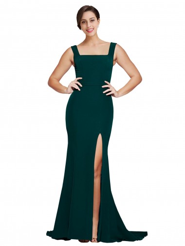 Stretch Crepe Square Neck Sheath Midnight Green Semi Formal Evening Dress / Prom Dress / Bridesmaid Dress Manchester