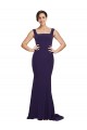 Stretch Crepe Square Neck Sheath Dark Navy Semi Formal Evening Dress / Prom Dress / Bridesmaid Dress Manchester