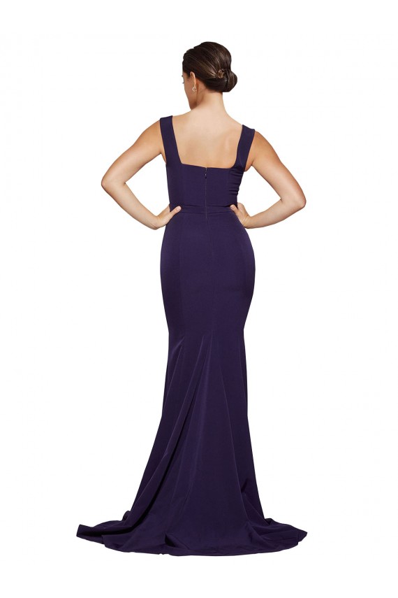 Stretch Crepe Square Neck Sheath Dark Navy Semi Formal Evening Dress / Prom Dress / Bridesmaid Dress Manchester