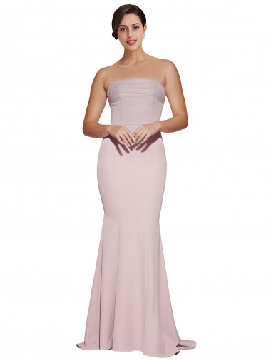 Stretch Crepe Strapless Low Back Sheath Mauve Formal Evening Gown / Prom Dress / Bridesmaid Dress Manchester