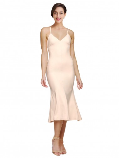 Stretch Crepe V-Neck Open Back Sheath Nude Evening Gown / Prom Dress / Bridesmaid Dress Manchester