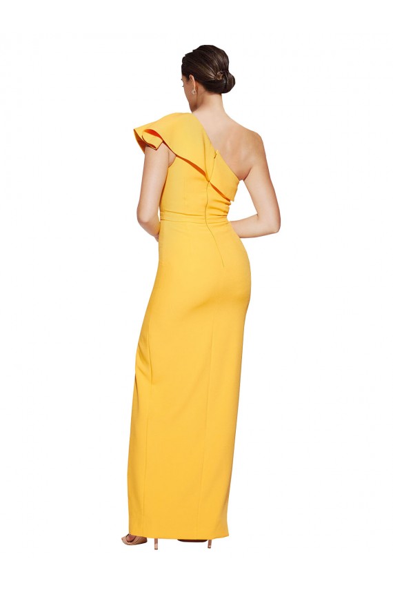 Stretch Crepe One Shoulder Sheath Saffron Formal Evening Gown / Prom Dress / Bridesmaid Dress Manchester