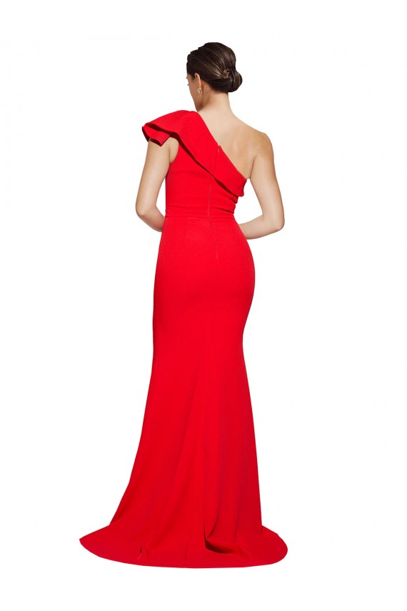Stretch Crepe One Shoulder Sheath Red Semi Formal Evening Dress / Prom Dress / Bridesmaid Dress Manchester