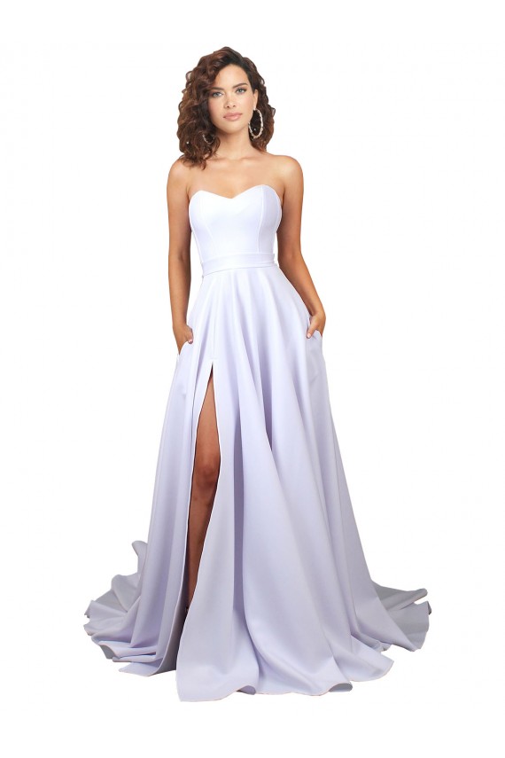 Stretch Crepe Sweetheart A-Line White Beach Wedding Dress Manchester