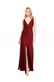 Stretch Satin V-Neck V-Back A-Line Burgundy Black Tie Evening Gown / Prom Dress / Bridesmaid Dress Manchester