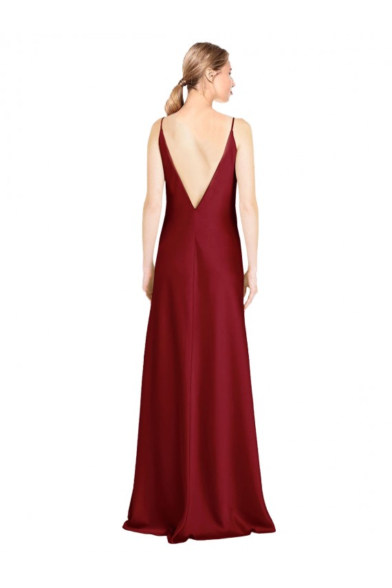 Stretch Satin V-Neck V-Back A-Line Burgundy Black Tie Evening Gown / Prom Dress / Bridesmaid Dress Manchester