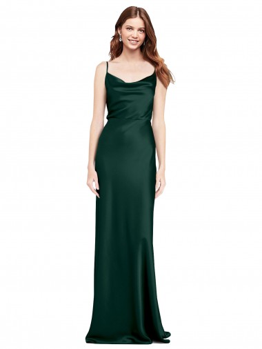 Stretch Satin Cowl Neck V-Back Sheath Hunter Black Tie Evening Gown / Prom Dress / Bridesmaid Dress Manchester
