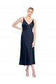 Stretch Satin V-Neck V-Back A-Line Dark Navy Formal Evening Gown / Prom Dress / Bridesmaid Dress Manchester