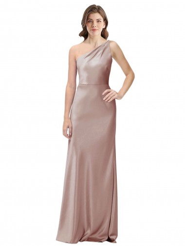 Stretch Satin One Shoulder Open Back Sheath Dusty Pink Formal Evening Gown / Prom Dress / Bridesmaid Dress Manchester