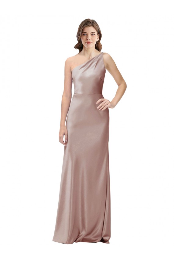 Stretch Satin One Shoulder Open Back Sheath Dusty Pink Formal Evening Gown / Prom Dress / Bridesmaid Dress Manchester