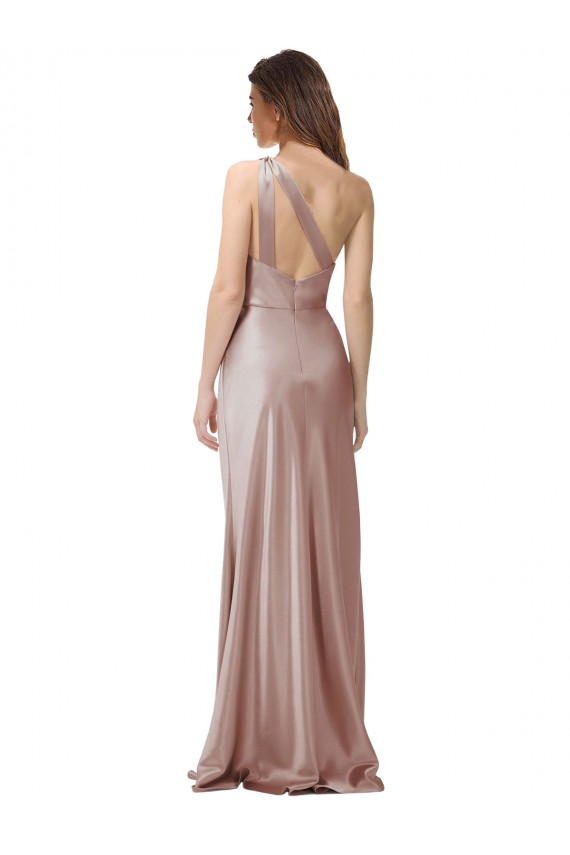 Stretch Satin One Shoulder Open Back Sheath Dusty Pink Formal Evening Gown / Prom Dress / Bridesmaid Dress Manchester