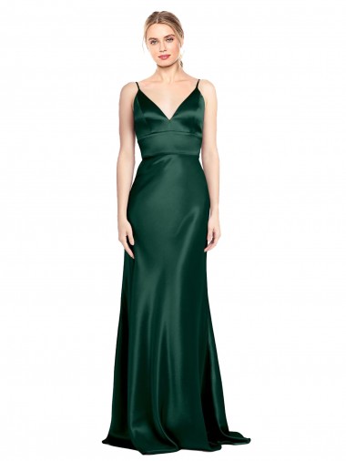 Stretch Satin High Neck V-Back Sheath Hunter Formal Evening Gown / Prom Dress / Bridesmaid Dress Manchester