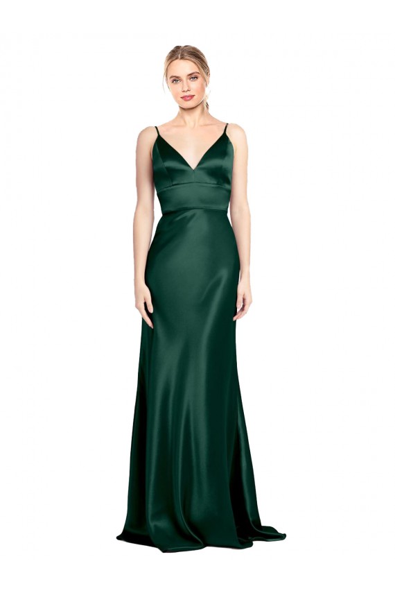 Stretch Satin High Neck V-Back Sheath Hunter Formal Evening Gown / Prom Dress / Bridesmaid Dress Manchester