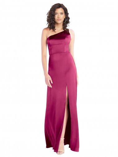 Stretch Satin One Shoulder Open Back A-Line Fuchsia Formal Evening Gown / Prom Dress / Bridesmaid Dress Manchester