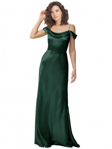 Stretch Satin Spaghetti Straps V-Back A-Line Hunter Formal Evening Gown / Prom Dress / Bridesmaid Dress Manchester