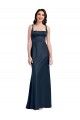 Stretch Satin Square Neck Low Back A-Line Dark Navy Formal Evening Gown / Prom Dress / Bridesmaid Dress Manchester