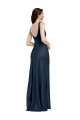 Stretch Satin Square Neck Low Back A-Line Dark Navy Formal Evening Gown / Prom Dress / Bridesmaid Dress Manchester