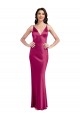 Stretch Satin V-Neck Low Back A-Line Fuchsia Formal Evening Dress / Bridesmaid Dress Manchester