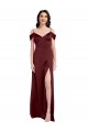 Stretch Satin V-Neck A-Line Burgundy Gold Formal Dress / Bridesmaid Dress Manchester