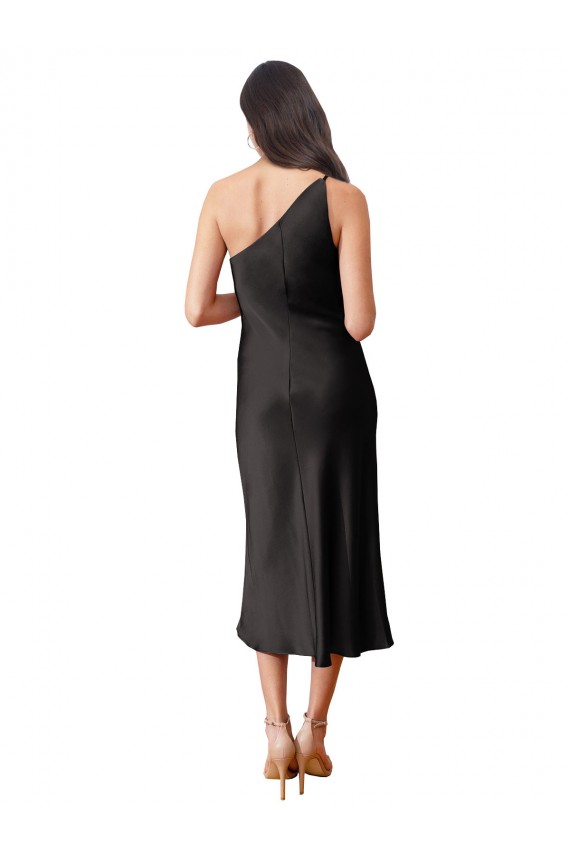 Stretch Satin One Shoulder Sheath Black Black Tie Evening Dress / Prom Dress / Bridesmaid Dress Manchester