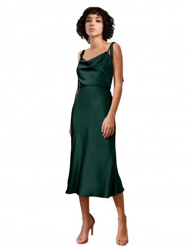 Stretch Satin Cowl Neck Sheath Hunter Black Tie Evening Gown / Prom Dress / Bridesmaid Dress Manchester