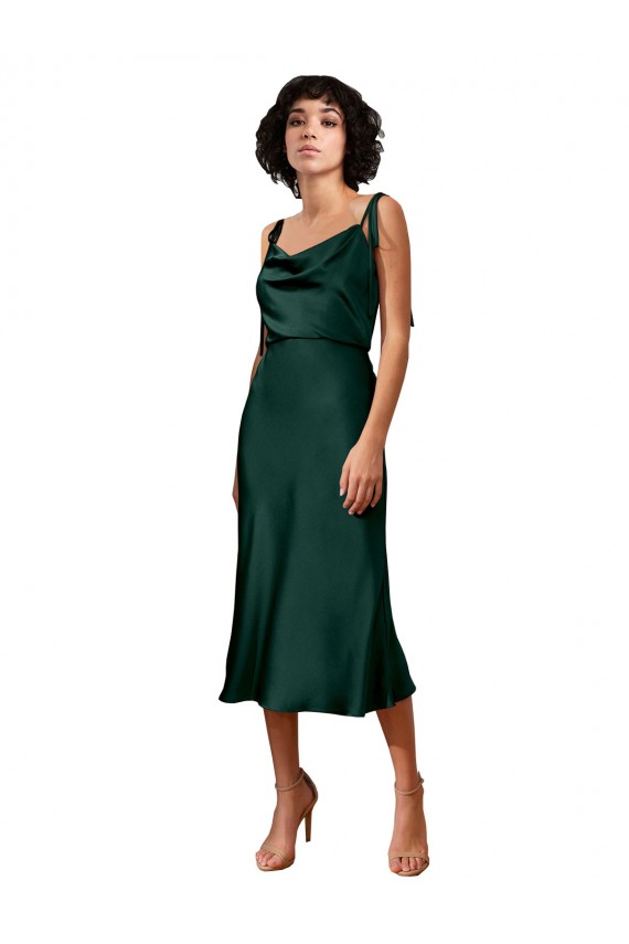Stretch Satin Cowl Neck Sheath Hunter Black Tie Evening Gown / Prom Dress / Bridesmaid Dress Manchester
