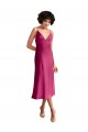Stretch Satin V-Neck Low Back A-Line Fuchsia Formal Evening Gown / Prom Dress / Bridesmaid Dress Manchester