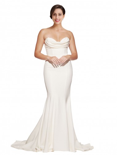 Stretch Satin Strapless Low Back Mermaid Ivory Formal Evening Gown / Prom Dress / Bridesmaid Dress Manchester