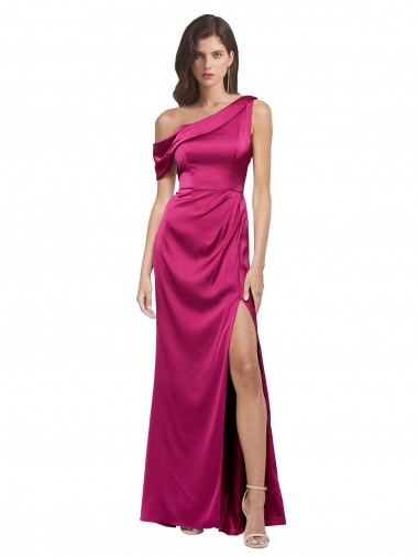 Stretch Satin One Shoulder A-Line Fuchsia Bridesmaid Dress / Evening Dress Manchester