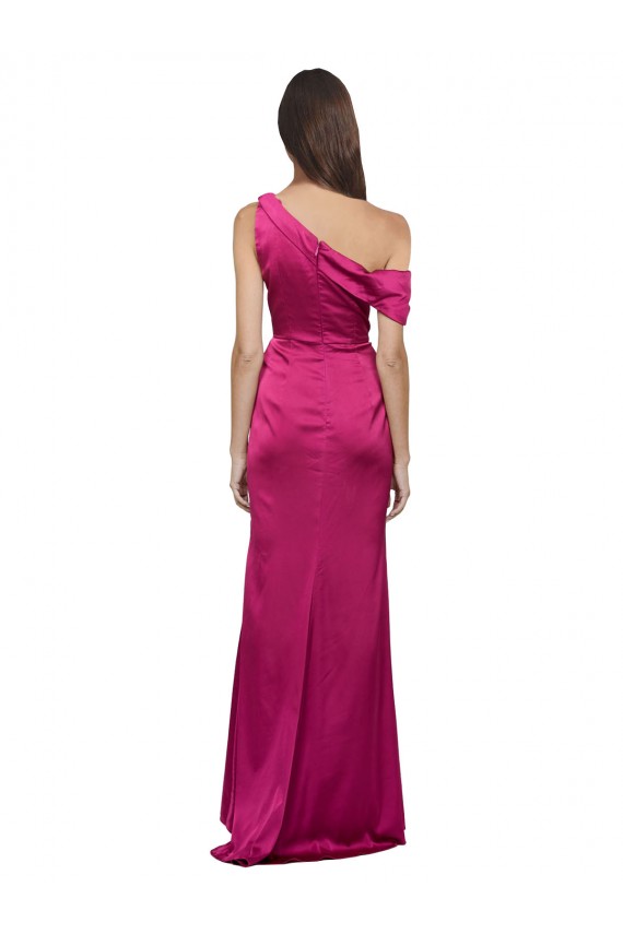 Stretch Satin One Shoulder A-Line Fuchsia Bridesmaid Dress / Evening Dress Manchester