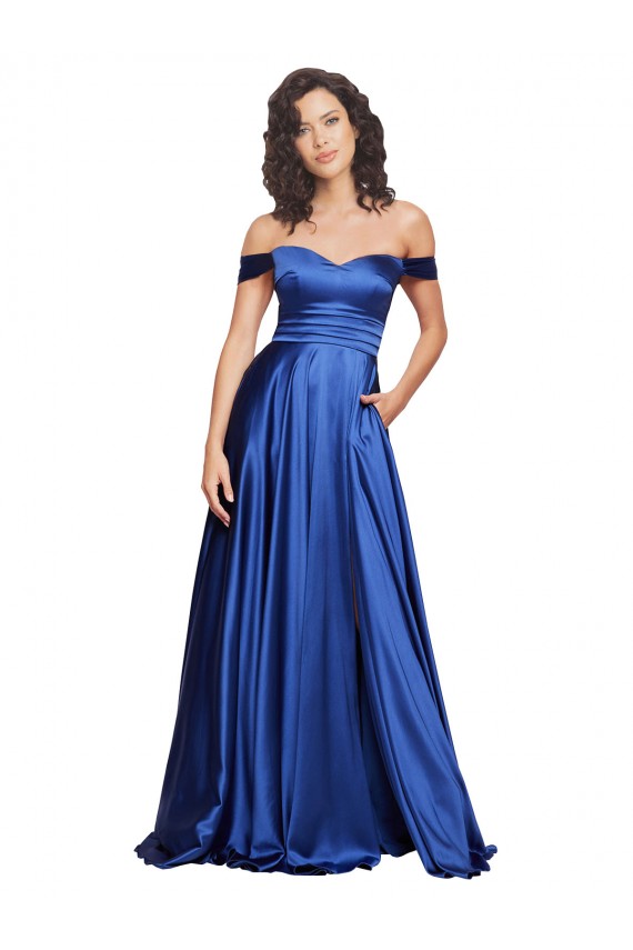 Stretch Satin Sweetheart A-Line Royal Blue Formal Evening Gown / Prom Dress / Bridesmaid Dress Manchester