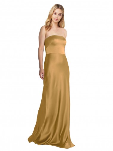 Stretch Satin Strapless A-Line Gold Formal Evening Gown / Prom Dress / Bridesmaid Dress Manchester